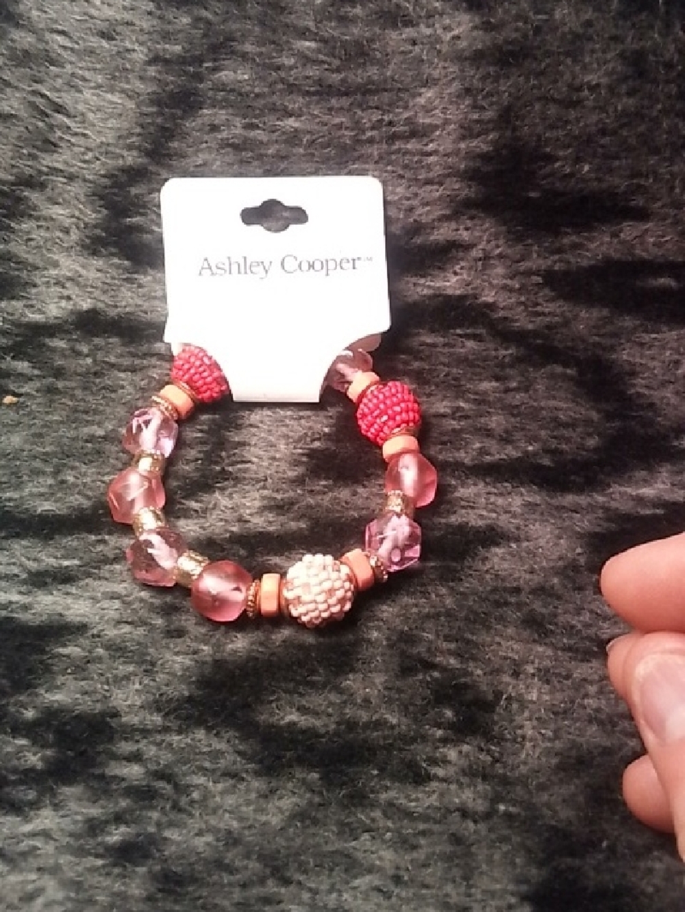 Ashley Cooper Coral Pink Beaded Stretch Bracelet